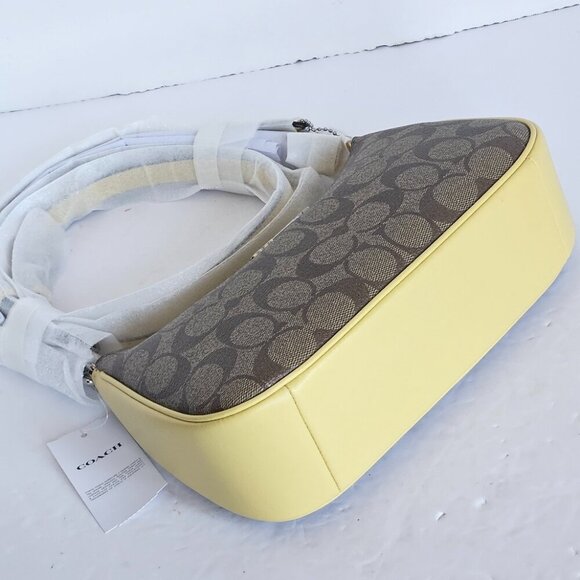 Coach Teri Shoulder Bag Brown CA548 Signature Canvas Yellow Crossbody ORGPKG - Picture 7 of 13